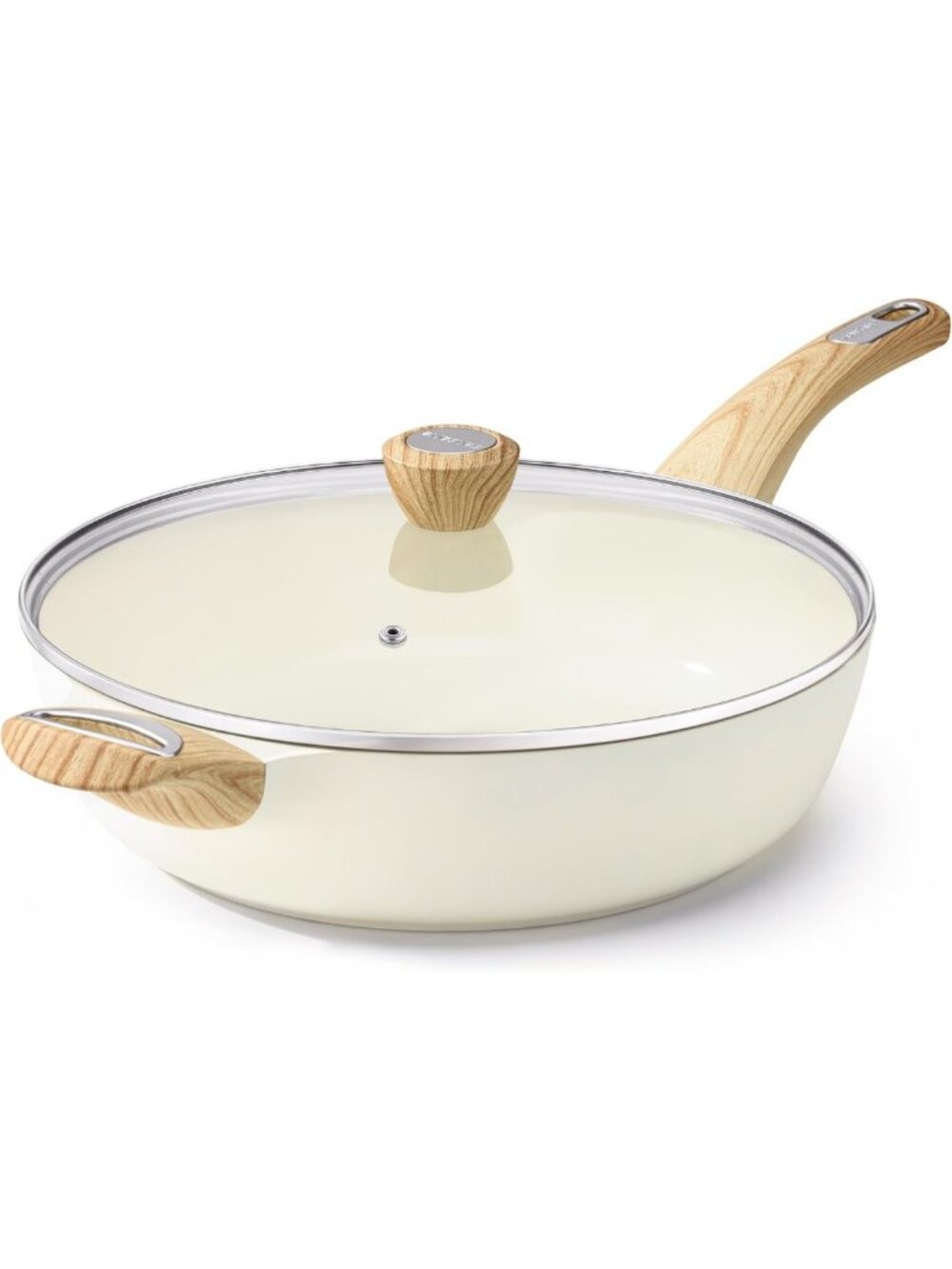 Large 13.3” Nonstick Ceramic Frying Pan with Lid, 6 QT Deep Saute Pan, Induction